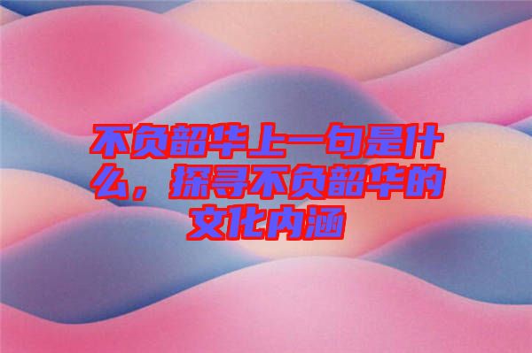 不負韶華上一句是什么，探尋不負韶華的文化內涵
