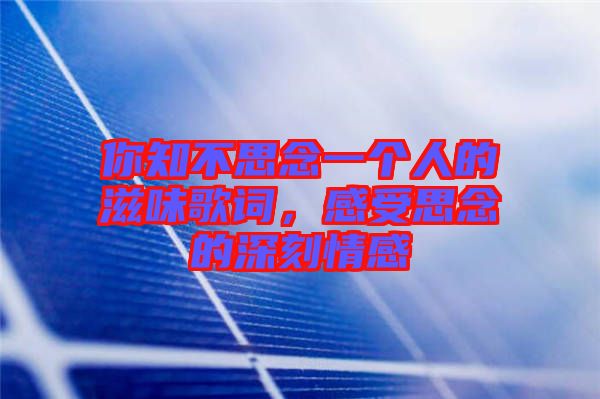 你知不思念一個人的滋味歌詞，感受思念的深刻情感