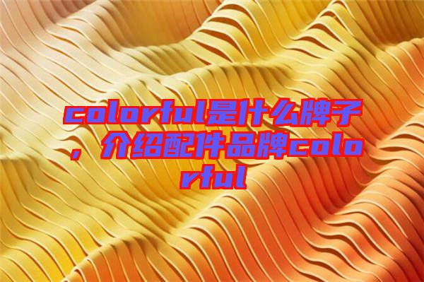 colorful是什么牌子，介紹配件品牌colorful