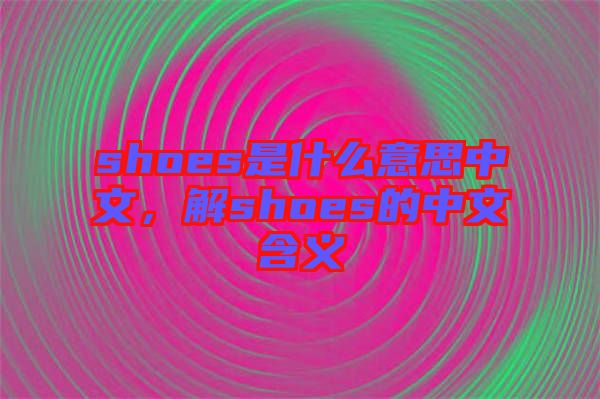 shoes是什么意思中文，解shoes的中文含義