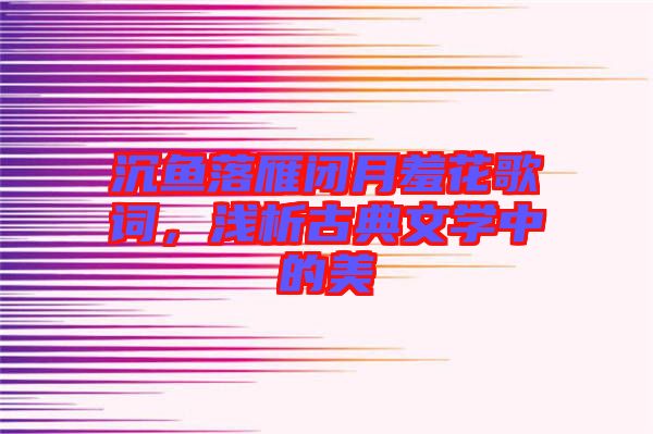沉魚落雁閉月羞花歌詞，淺析古典文學中的美