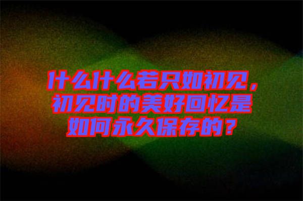 什么什么若只如初見，初見時的美好回憶是如何永久保存的？