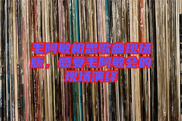 毛阿敏相思歌曲現場版，感受毛阿敏會的現場演繹