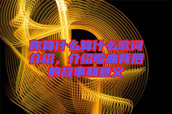 你算什么算什么歌詞介紹，介紹歌曲背后的故事和意義