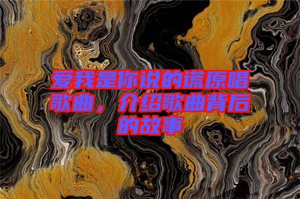 愛我是你說的謊原唱歌曲，介紹歌曲背后的故事