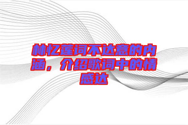 林憶蓮詞不達意的內涵，介紹歌詞中的情感達