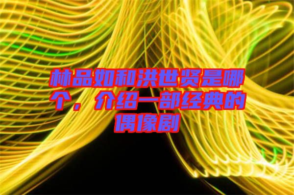 林品如和洪世賢是哪個，介紹一部經典的偶像劇