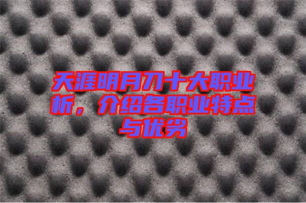 天涯明月刀十大職業析，介紹各職業特點與優劣