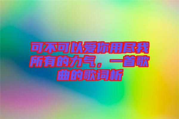 可不可以愛你用盡我所有的力氣，一首歌曲的歌詞析
