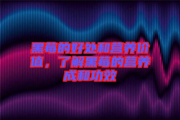 黑莓的好處和營養價值，了解黑莓的營養成和功效