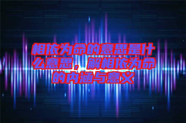 相依為命的意思是什么意思，解相依為命的內涵與意義