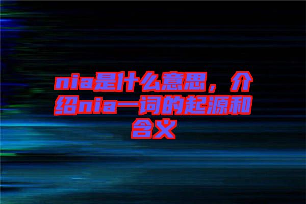 nia是什么意思，介紹nia一詞的起源和含義