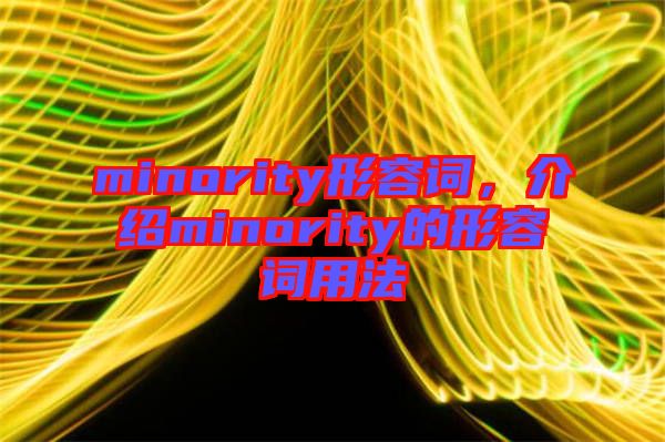 minority形容詞，介紹minority的形容詞用法