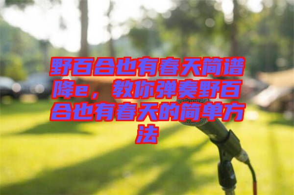 野百合也有春天簡譜降e，教你彈奏野百合也有春天的簡單方法