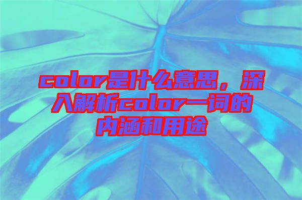 color是什么意思，深入解析color一詞的內(nèi)涵和用途