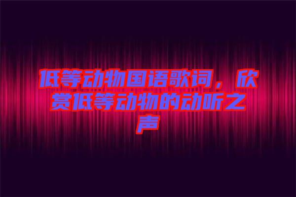 低等動物國語歌詞，欣賞低等動物的動聽之聲