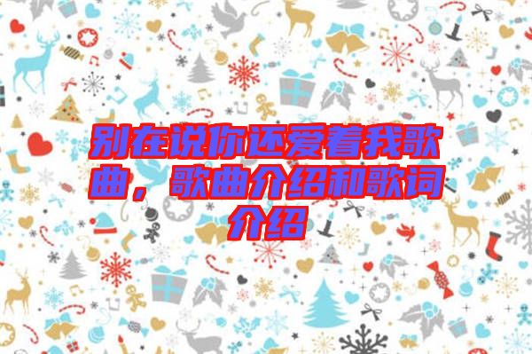 別在說你還愛著我歌曲，歌曲介紹和歌詞介紹