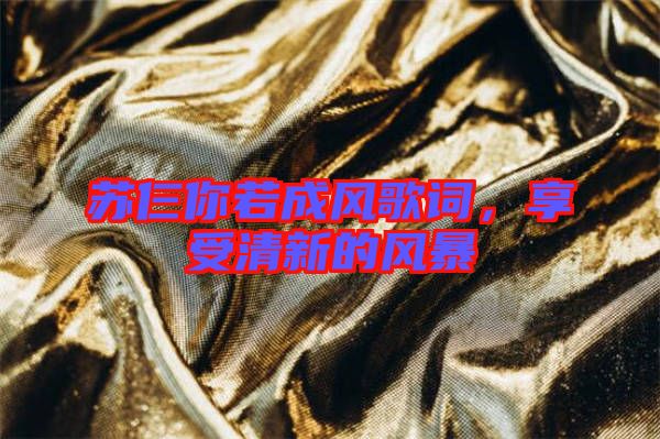 蘇仨你若成風歌詞，享受清新的風暴