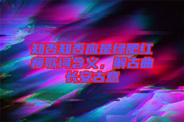 知否知否應是綠肥紅瘦歌詞含義，解古曲長安古意