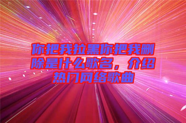 你把我拉黑你把我刪除是什么歌名，介紹熱門網(wǎng)絡(luò)歌曲