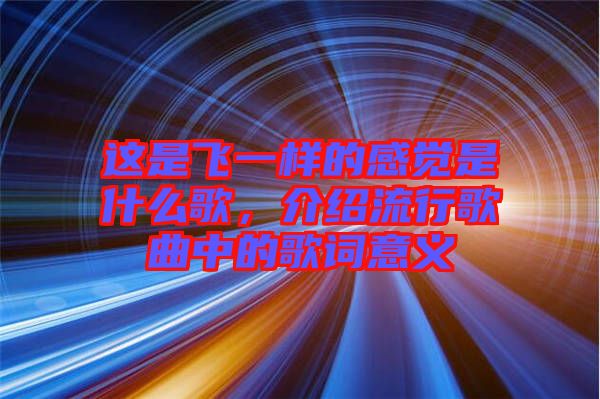 這是飛一樣的感覺是什么歌，介紹流行歌曲中的歌詞意義