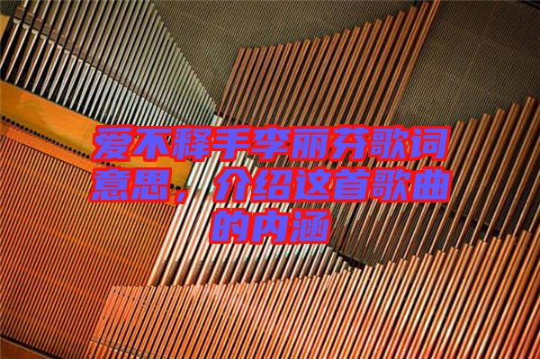 愛不釋手李麗芬歌詞意思，介紹這首歌曲的內涵