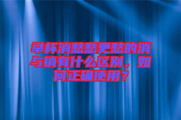 舉杯消愁愁更愁的消與銷有什么區別，如何正確使用？