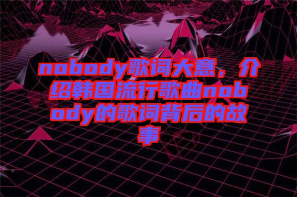 nobody歌詞大意，介紹韓國流行歌曲nobody的歌詞背后的故事