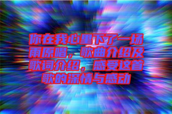你在我心里下了一場雨原唱，歌曲介紹及歌詞介紹，感受這首歌的深情與感動