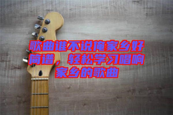 歌曲誰不說俺家鄉好簡譜，輕松學習唱響家鄉的歌曲
