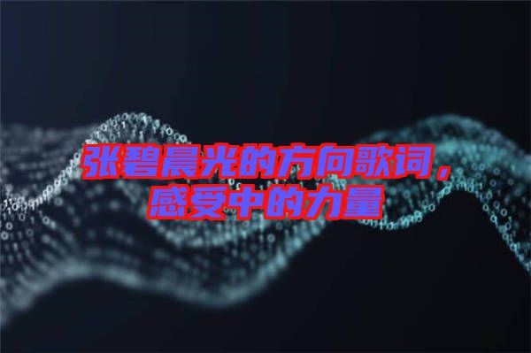 張碧晨光的方向歌詞，感受中的力量