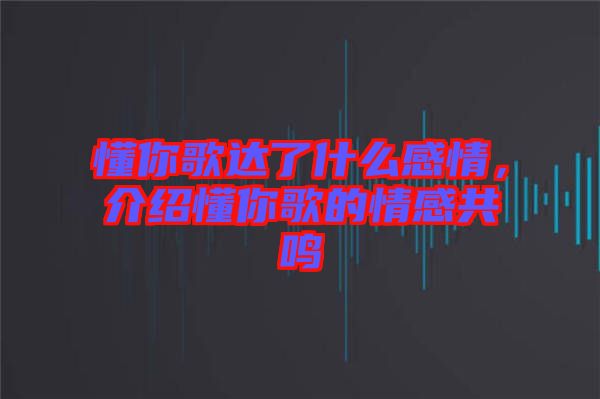 懂你歌達了什么感情，介紹懂你歌的情感共鳴