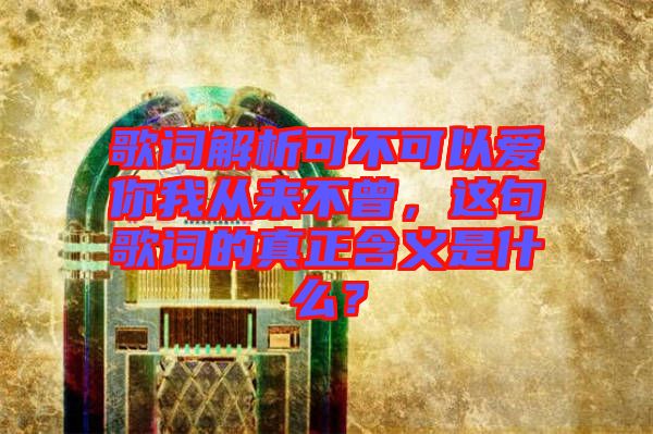 歌詞解析可不可以愛你我從來不曾，這句歌詞的真正含義是什么？