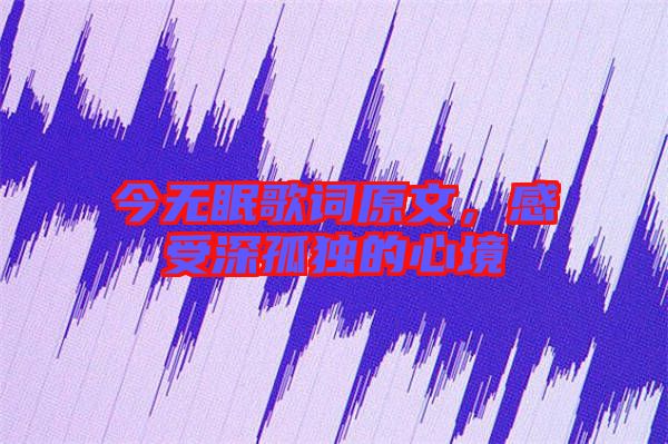 今無眠歌詞原文，感受深孤獨的心境