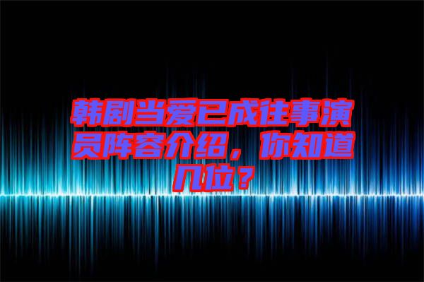 韓劇當愛已成往事演員陣容介紹，你知道幾位？