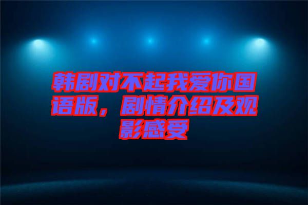 韓劇對不起我愛你國語版，劇情介紹及觀影感受